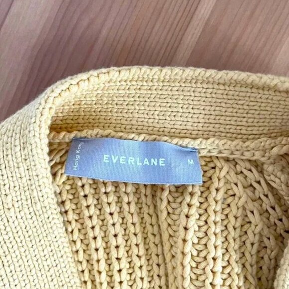 Everlane The Cotton Texture Cardigan Knit Chunky Sweater in Butter Yellow Size M - Picture 5 of 6